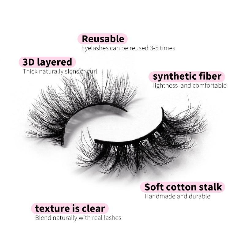 YU3GEMZ Tempt Fluffy Faux Mink 10 Pairs? D Curl Strip Lashes-Bold