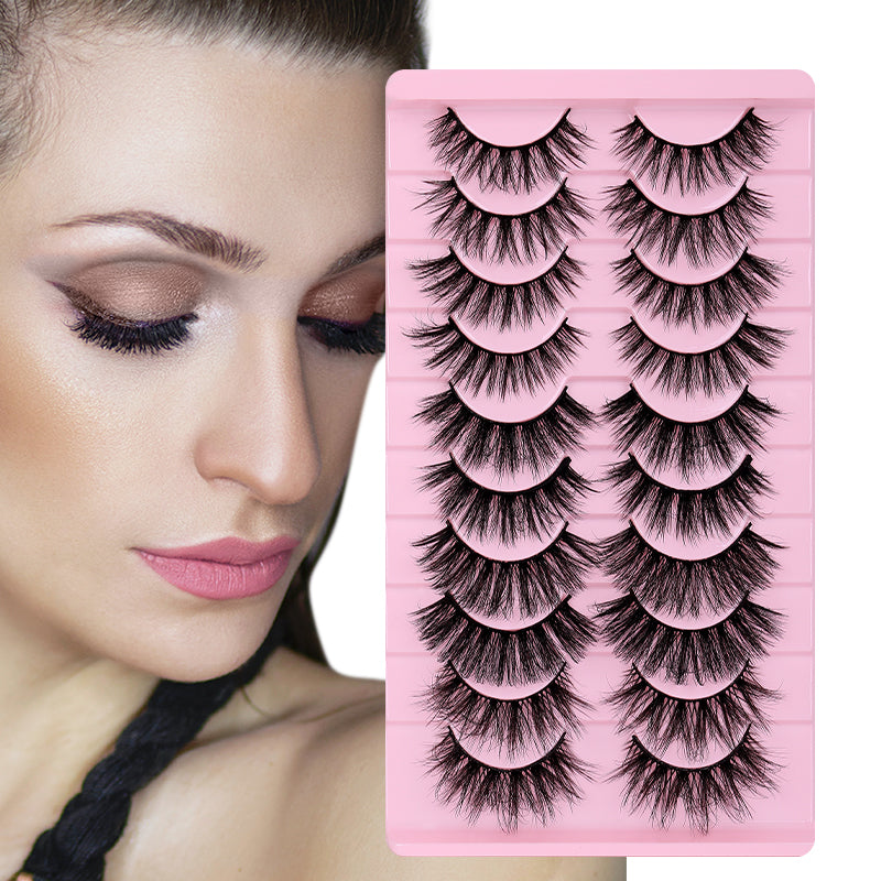 YU3GEMZ Tempt Fluffy Faux Mink 10 Pairs? D Curl Strip Lashes-Bold