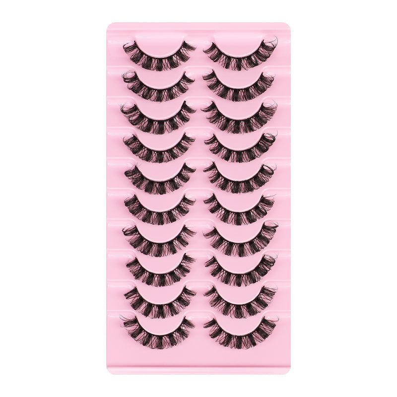 YU3GEMZ Fierce Cat Russian Volum 10 Pairs D Curl Strip Lashes