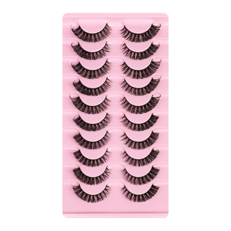 YU3GEMZ Fierce Cat Russian Volum 10 Pairs D Curl Strip Lashes