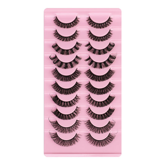 YU3GEMZ Fierce Cat Russian Volum 10 Pairs D Curl Strip Lashes