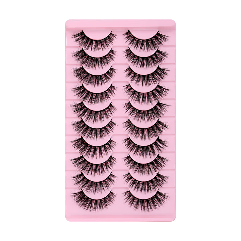 YU3GEMZ Tempt Fluffy Faux Mink 10 Pairs? D Curl Strip Lashes-Bold