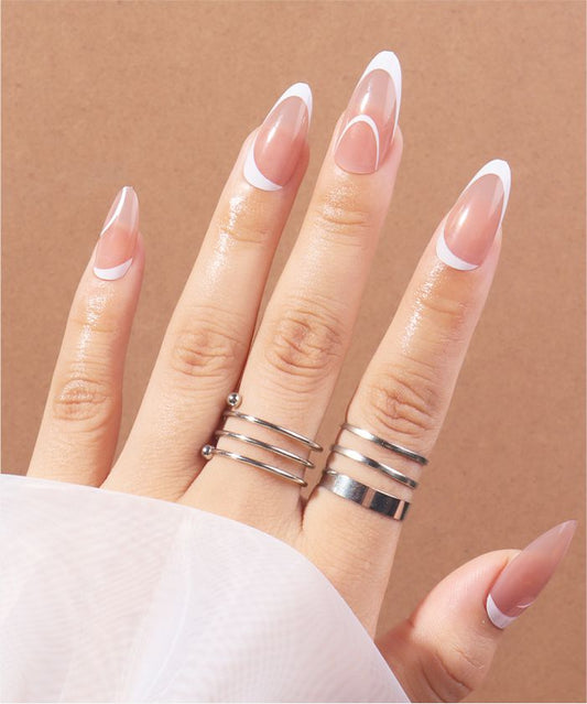 YU3GEMZ Sleek Crescent: Medium Almond Press-On Nails